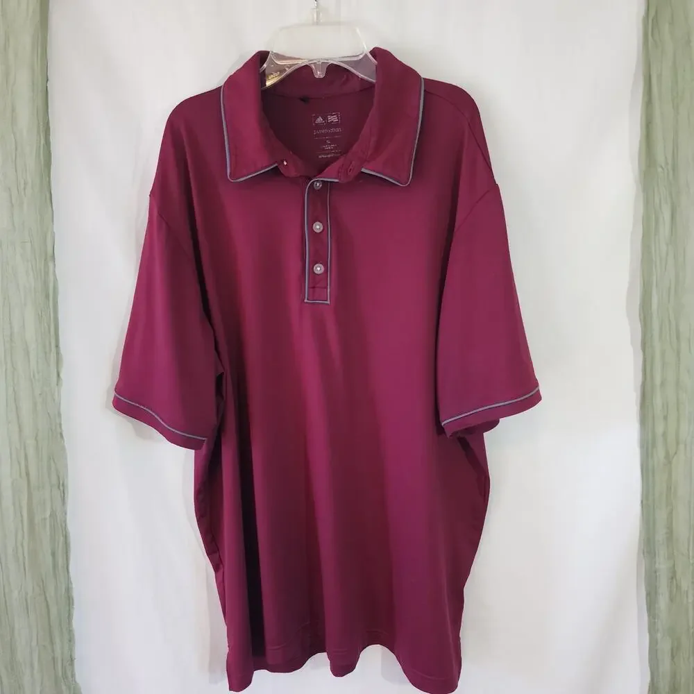 Adidas Pure Motion Men's Athletic Golf Short Sleeves Polo Shirt Maroon Size XL